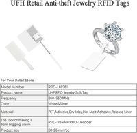 Étiquette de sécurité RFID UHF 860-960 MHz ISO 18000-6C, autocollant antivol longue portée pour la protection contre la perte des bijoux en vente au détail
