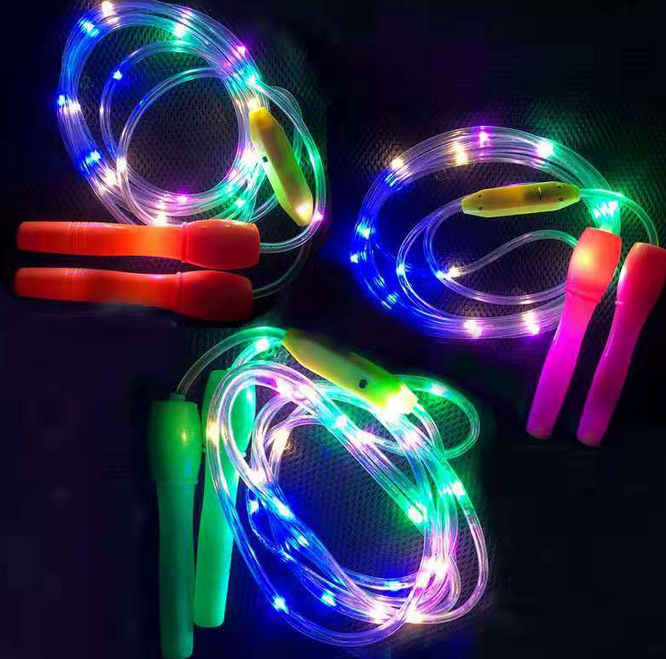 Оптовая продажа, светодиодная цветная скакалка, игрушки для фитнеса, мигающая акция, Скакалка для детей