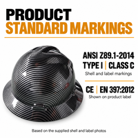 Casque de sécurité en HDPE à bord large, aspect fibre de carbone, suspension 6 points ANSI Z89.1 pour la construction, les travaux routiers, l'entretien des entrepôts