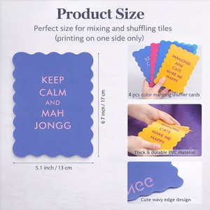 Cartes <span class=keywords><strong>de</strong></span> Mahjong en PVC Épais et Colorées avec Bord Ondulé en Forme d'Éventail et Proverbes Amusants – Accessoires <span class=keywords><strong>de</strong></span> Mahjong Mignons - Product Image 3