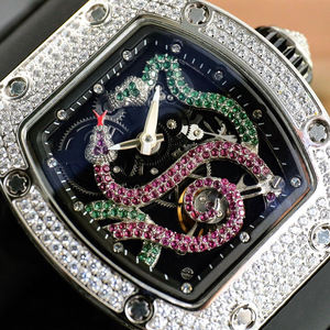 Luxury Diamond Set Snake Patterned Alloy Case Skeleton Tourbillon Mens Business Style Trendy 2702 Mechanical <b>Watch</b> - Product Image 2
