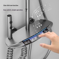 Ensemble de robinetterie de douche intelligent à LED avec éclairage d'ambiance, finition cuivre gris, pommeau de douche à jet doux et design luxueux