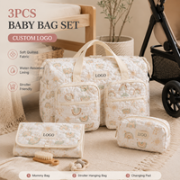 Ensemble de 3 sacs à couches pour bébé avec logo personnalisé, sac fourre-tout matelassé pour maman, sac de poussette, matelas à langer, sacs de maternité imperméables, vente en gros OEM