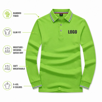 Chemise à manches longues en tricot vert lime brodée sur mesure pour la vente en gros |   Fibre de bambou, coupe ajustée, S-4XL, 9 couleurs |   Usine OEM/ODM