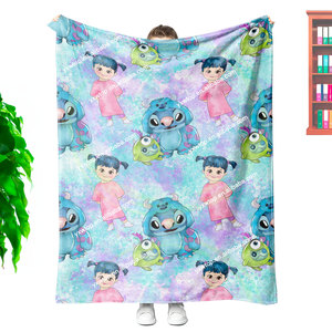 Vente en gros de couvertures épaisses et chaudes imprimées personnalisées avec nom, motifs <span class=keywords><strong>Pixar</strong></span> Disney, Stitch, Baby Monsters Inc, avec logo d'étiquette gratuit - Product Image 1