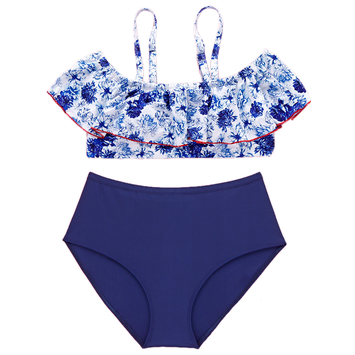 Peony Ruffle-Strap high waist sexy swimwear plus size bikini