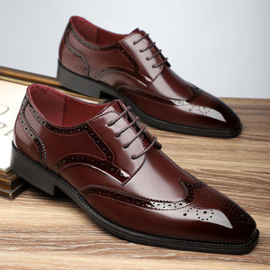 Zapatos Oxford de cuero genuino para hombre, con punta en pico, con cordones, para oficina, para todas las estaciones, combinación de colores, envío directo. - Product Image 4