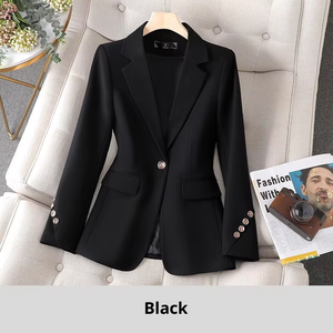 Blazer formel pour femme de haute qualité, automne, boutonné, double boutonnage, coupe ajustée, <span class=keywords><strong>veste</strong></span> de costume <span class=keywords><strong>noire</strong></span> - Product Image 6
