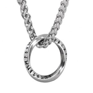 Collar con Colgante de Runas Luen de Acero de Titanio, Estilo Vikingo Nórdico, Retro, Simple, Redondo, Cadena Larga, para Hombre y Mujer - Product Image 1