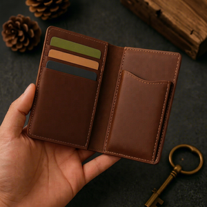 Porte-cartes en cuir véritable fait main sur mesure, minimaliste, fin, étui pour cartes de crédit, mini portefeuille de luxe LCH-0214 - Product Image 1