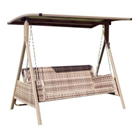 Mobilier d'extérieur 3 personnes Balançoire extérieure à baldaquin Chaise balançoire de patio Balançoire en rotin avec coussin amovible