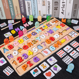 Jeu éducatif de pêche pour enfants, planche logarithmique multifonctionnelle en bois, lettres anglaises, orthographe, nombres, cognition - Product Image 6