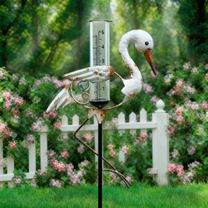 Yuandian trang trí ngoài trời kim loại mưa đo với thiên nga cổ phần năng lượng mặt trời Powered LED cho chính xác đo lường thời tiết - Product Image 4