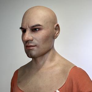 หน้ากากซิลิโคนเหมือนจริงแบบปรับแต่งได้ พร้อมผมและเครา หน้ากากคลุมศีรษะสำหรับผู้ชาย สำหรับคอสเพลย์และการแปลงโฉม - Product Image 2