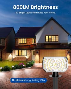 AUDERWIN Lot de 2 projecteurs solaires extérieurs modernes étanches IP67 <span class=keywords><strong>avec</strong></span> <span class=keywords><strong>télécommande</strong></span>, 60 modes LED pour jardin/cour/allée - Product Image 4