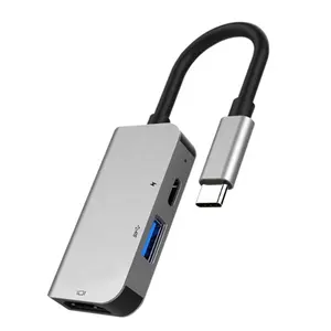 Puerto USB C 3 en 1 a PD USB 3,0, adaptador de concentrador tipo C, estación de acoplamiento para ordenador portátil