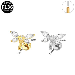Butterfly Zircon Stud <b>Earrings</b> Titanium Alloy Women's Fashion Piercing Jewelry Gift Ear Studs Heart Shaped Prong Setting - Product Image 5