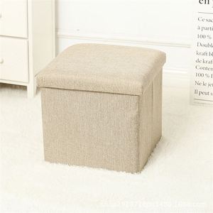 Convenient Foldable Fabric Storage Ottoman Cotton Linen Square Storage <b>Cube</b> Change <b>Table</b> & Organizer Stool-Comes Packaged in OPP - Product Image 5