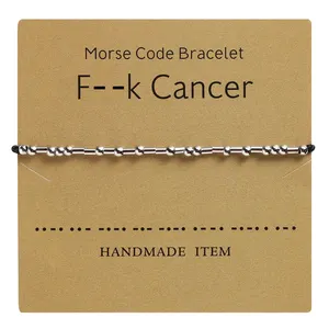 パーソナライズされたカードゴールドシルバーメッキ真鍮ビーズカスタムBFFフレンドファミリーILove You Faith Morse Code Bracelet Jewelry for Women