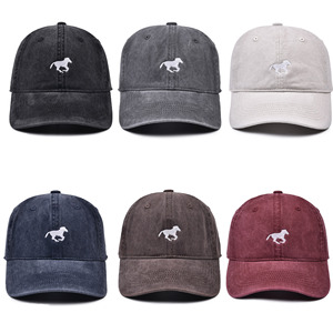 <span class=keywords><strong>Gorra</strong></span> <span class=keywords><strong>de</strong></span> Béisbol Retro Lavada con Bordado <span class=keywords><strong>de</strong></span> <span class=keywords><strong>Caballo</strong></span> Galopante Blanco, Unisex, 100% Algodón, 6 Paneles, para Todas las Estaciones, Estilo Casual, Deportivo, Ligero y Chic - Product Image 1
