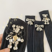 Ücretsiz örnekleri siyah çocuklar okul diz üstü çorap çocuklar sevimli elmas yay küçük ayı çocuk çorap kız prenses