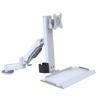 Support de moniteur réglable robuste Meisonic T8-GA02-Z, support d'affichage rotatif à 360 degrés, machine industrielle - Blanc