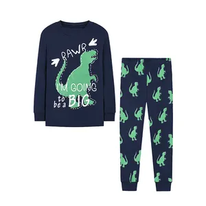 Хлопковые пижамы с принтом динозавра, с длинным рукавом, 100%