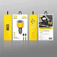 Chargeur de voiture USB+2 Type-C 120W avec câble, charge rapide, adaptateur de voiture USB Type C PD, 3 ports USB-C, charge rapide pour téléphone portable