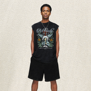 Chaleco Oversize Lavado con Gráficos de <span class=keywords><strong>Flores</strong></span>, Palomas, Oración, María y Cruz, Estilo Retro Gótico Streetwear, Act Bravely, Top Hip Hop para Hombre, Almacén de EE. UU. - Product Image 3