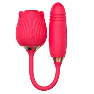 USA Lager Dropshipping Rosen-Silikon-Nippel-Sexspielzeug Frauen-Stimulator Nippelsauger Dual-Rosen- und Klitoris-Saugvibrator - Product Image 1