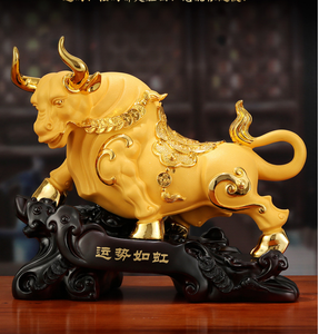 Zodíaco chino Feng Shui Decoración de mesa negro blanco resina Toro vaca estatua Animal escultura - Product Image 2