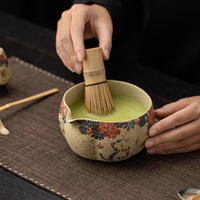 Ensemble de Matcha Cérémonial Unique en Céramique avec Fouet en Bambou Chasen, Mélangeur de Matcha, Kit Personnalisé et Bol à Matcha en Forme de Chat
