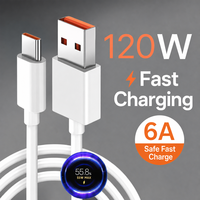 Kabel Data Arus Tinggi 120W 6A Pengisian Cepat USB C Kabel Transmisi Tugas Berat untuk Perangkat Pintar