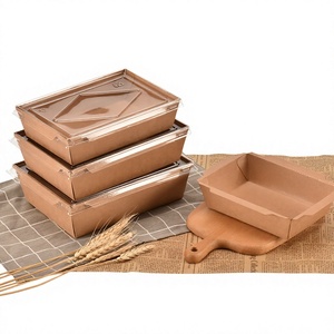 Contenedor Desechable Rectangular de Papel Kraft Apto para Microondas para Comida para Llevar, Comidas Ligeras, Bento, Arroz, <span class=keywords><strong>Sushi</strong></span>, Ensaladas Bajas en Grasa - Product Image 1