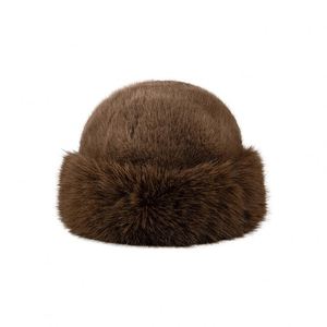 Chapeau bob d'hiver style coréen, décontracté et chaud, en fausse fourrure de vison, couleur unie, en tissu pelucheux - Product Image 2