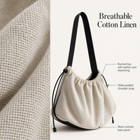 Tas Selempang Minimalis Gaya Jepang untuk Wanita, Tas Hobo Chic dengan Tali Serut, Tali Lebar, Logo Custom, MOQ Rendah, Langsung dari Pabrik
