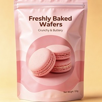 Sachet Doypack en plastique laminé de haute qualité avec logo personnalisé, surface mate et fermeture éclair, pour l'emballage de gaufrettes, biscuits et snacks secs