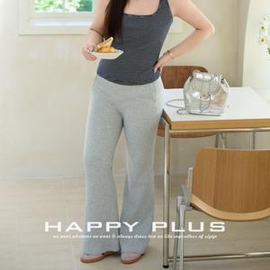 กางเกงขายาวทรงตรงขาบานผ้ายืดสีเทาสำหรับผู้หญิงไซส์ใหญ่ รุ่น Runqi Plus Size ผ้าถักยืดหยุ่นสูง สวมใส่สบาย เหมาะสำหรับผู้ใหญ่ - Product Image 2