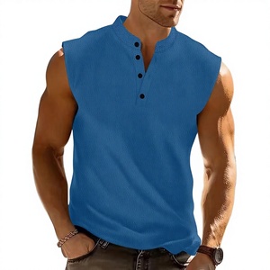Ingenuity Making Chemise Henley sans manches pour homme, unie, sportive, à col montant, avec boutons raffinés, style Ripp, <span class=keywords><strong>l</strong></span>égère pour <span class=keywords><strong>l</strong></span>'été - Product Image 1