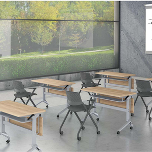 סט שולחן וכסאות מתכת מודרניים מתקפלים עם גלגלים של LIWEI, ריהוט משרדי מתקפל - Product Image 4