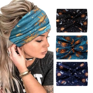 ربطة رأس بحافة واسعة على الطراز البوهيمي ربطة رأس قطنية مرنة رياضية للنساء يوغا ماصة للعرق ربطة رأس عتيقة - Product Image 3