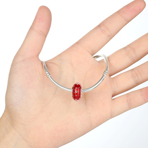 <span class=keywords><strong>BAMOER</strong></span> Factory 925 plata esterlina burbuja roja Murano cuentas de cristal encanto ajuste pulsera colgante mujer joyería accesorios SCZ027 - Product Image 3
