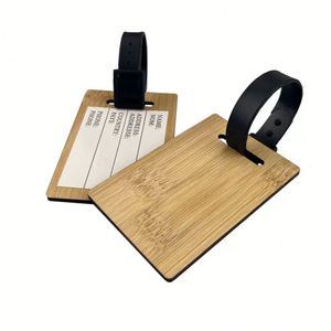 Bamboo Wood Luggage Tag with a Removable Address Label Promotional <b>Gifts</b> Eco-friendly Customized Laser Printing Luggage Tag - Product Image 2