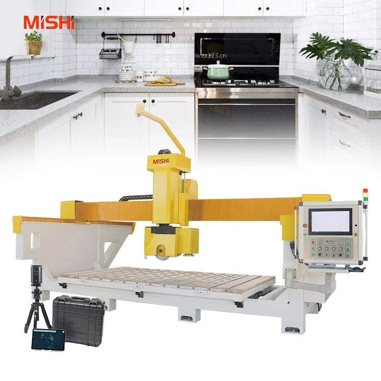 Machine de découpe de pierre de scie de pont à 5 axes à haute efficacité pour les trous de fraisage d'évier de dalle de marbre de granit de Quartz