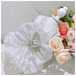 Robe de princesse pour animaux de compagnie, robe blanche en dentelle et paillettes, coupe élastique pour petits chiens, toutes saisons - Product Image 3