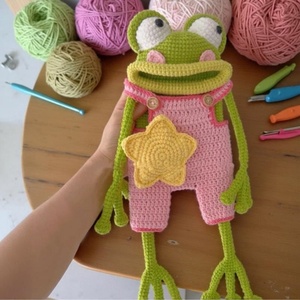 New Handmade <b>Crocheted</b> Frog Crossbody Bag Casual Versatile Phone Bag Shoulder Strap Pants Ugly and Cute Shoulder Bag - Product Image 5