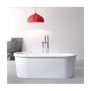 Nouvelle <span class=keywords><strong>baignoire</strong></span> autoportante ovale blanche en acrylique, design moderne pour immersion profonde, <span class=keywords><strong>fond</strong></span> <span class=keywords><strong>plat</strong></span>, sans remous, pour usage hôtelier - Product Image 1