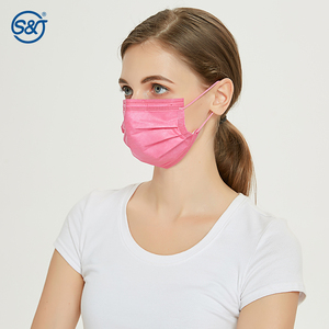Masker Bedah Gigi Sekali Pakai S&J Warna Pink ASTM F2100 LEVEL3 - Product Image 3