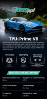 Film de protection de peinture PPF haute résistance extensible Prime V8 8,5 mil TPU auto-réparant sans déchirure pour voiture