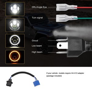 Carolyn Đèn <span class=keywords><strong>Led</strong></span> Sương Mù Lái Xe Phía Trước Vòng Halo DRL Tín Hiệu Rẽ 50W Đèn Làm Việc 7 Inch Đèn Pha <span class=keywords><strong>Led</strong></span> H4 Cho Đèn Pha Wrangler Jk - Product Image 4